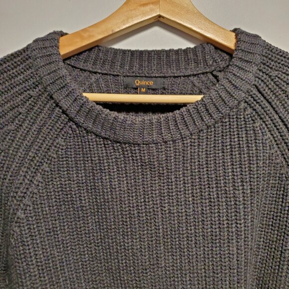 Quince 100% Organic Cotton Fisherman Crew Sweater Charcoal Medium - Picture 4 of 6